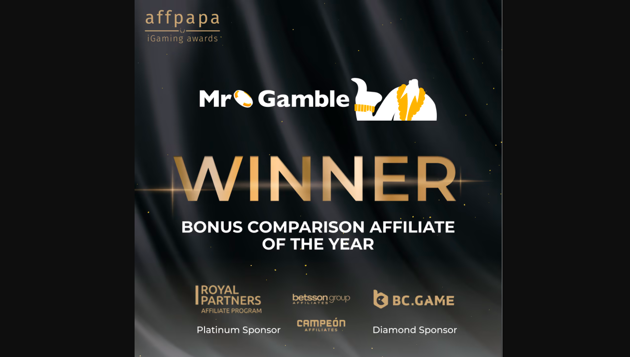 Mr. Gamble Wins ‘Bonus Comparison Affiliate of The Year’ at the AffPapa iGaming Awards