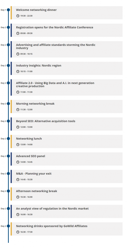 Nordic affiliate Conference schedule